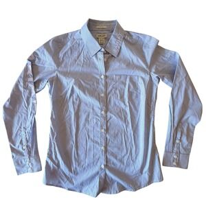 Ariat Womens Blue White Pinstripe Fitted Button Down Shirt Long Sleeve Size M